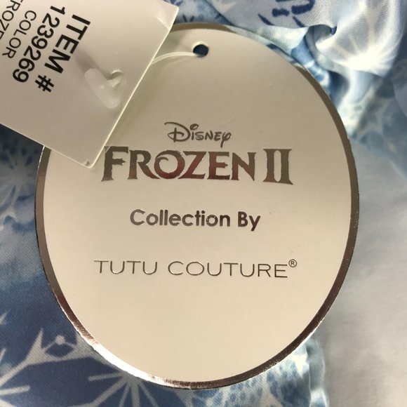 New NWT Disney Frozen Outfit Set Blue Coat Jacket + Tutu Skirt Silver Glitter 2T - Picture 2 of 12